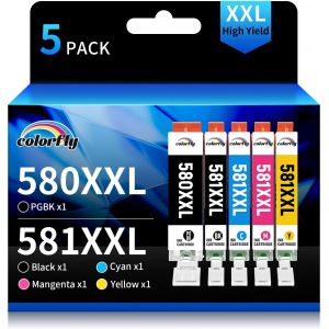 PGI-580 CLI-581 XXL Compatible Cartouches pour Canon 580 581 pour Canon Pixma TS8250 TS8151 TS8150 TS6150 TS6151 TS6250 TS6251 TS6350 TR8550 TR7550 TS8151 TS9150 TS6350a TS9550 (5-Pack) - Neuf