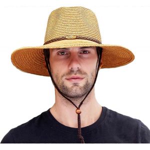Chapeau De Cowboy, Été Plage Panama Sun Hats Hommes Amp; Femmes Wide Brim Cowgirl - Neuf