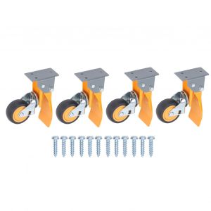 XYONG Kit de 4 roulettes d'etabli en acier massif, pivotantes a 360¡ã, robustes et surelevees, avec frein - Neuf