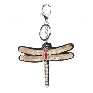 Porte-Cles En Alliage Dore Avec Pendentif Paillete, Accessoire De Bijouterie Tendance Ysk007 - Neuf