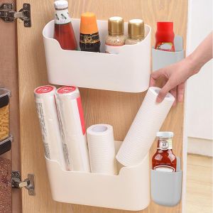 4 Pi&egrave;ces Armoires De Cuisine Porte Bo&icirc;te De Rangement,2 Tailles Adh&eacute;sive Bo&icirc;te De Rangement Murale,Bo&icirc;te D'organisation Pour Articles Divers,Pour Armoire/Salle De Bains/R&eacute;frig&eacute;rateur - Neuf