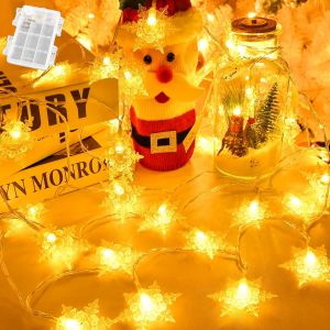 Jgd-Guirlande Lumineuse D'ext&eacute;rieur - 3 M - 20 Led - Flocon De Neige - Blanc Chaud - Avec Minuterie De 6 H - &Eacute;tanche Ip65 - Pour Chambre, No&euml;l, Int&eacute;rieur - Neuf