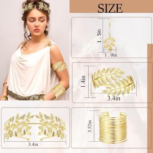 D&eacute;esse Grecque Costume Accessoires Feuille Laurier Dor&eacute; Couronne Bras Manchette Bobine Bracelet Feuille Perle Boucle D'oreille Mari&eacute;e Mariage Casque Bijoux Fantaisie Parure Femme - Neuf