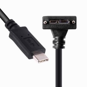 KAL-Câble 5 Gbit/S Usb-C Type-C Hôte Vers Micro Usb 3.0 À Vis À 90 Degrés Coudé Vers Le Bas Pour Le Stockage De Caméra Industrielle - Neuf