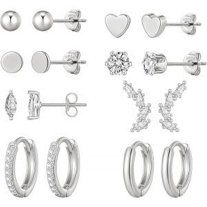 Senior-Boucles D'oreilles &Agrave; Tige En Argent Sterling S925 Pour Femmes Et Hommes, Ensemble De Petites Boucles D'oreilles &Agrave; Tige Hypoallerg&eacute;niques En Zircone Cubique, Boucles D'oreilles En Perles 3/[L2059] - Neuf