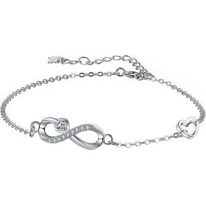 Kal-Bracelet De Cheville Femme Argent Sterling 925 Double Chaînes Avec Boules Été Pieds Nus Plage Chaînes De Cheville, Réglable 22+4cm - Neuf