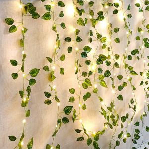 KAL-Guirlande Lumineuse Exterieure Solaire, Feuilles De Pastèque Guirlande Lumineuse 50Led 5M/16.4Ft 8 Modes Extérieure Pour Halloween Decoration Noel Mariage Decoration Anniversaire - Neuf