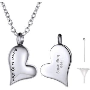 Kal-Collier Pendentif Urne Funeraire Chat Chien Personnalisable, Médaillon Funéraire Cendres Acier Inoxydable Avec Chaine Réglable 50+5 Cm,Bijoux Mémorial Crémation Souvenir Animaux Cécédé - Neuf