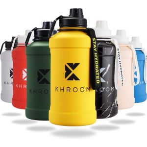 Gourde Fitness/Sport 1,3l & 2,2l-Bouteille En Acier Inoxydable-Pour Boissons Gazeuses,Étanche,Lavable Au Lave-Vaisselle,Simple Paroi,Sans Bpa|Bouteille Métallique|2-Litres Xxl.[B900] - Neuf