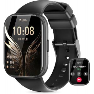Montre Connect&eacute;e Homme Femme Avec Siri/Et/Hrv 1.75&iquest;Tft Smartwatch Avec Appel Bluetooth 120+ Modes Sport Fr&eacute;quence Cardiaque Ip68 Sommeil Fonction F&eacute;minine Spo2 Android Ios (Noir) - Neuf