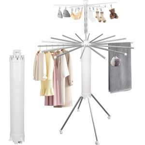 KGABERY-Octopus Étendoir À Linge Double En Aluminium 112x112x121 Cm Étendoir À Linge Double Pour Balcon Pliable Et Rotatif Pour Intérieur - Neuf