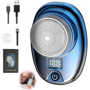 Mini Rasoir (Bleu Dégradé), Rasoir Électrique Portable Pour Hommes, Rasoir Étanche Rechargeable Par Usb, Double Usage Humide Et Sec En Un Clic, Adapté À La Maison, À La Voiture Et Aux Voyages. - Neuf