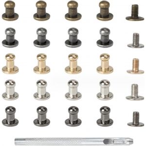 100 Pcs Rivets Pour Cuir En Métal,Rivet À Visser,Bouton De Col À Vis,Avec Pince Perforatrice,Outils De Fixation Et Réparation Du Cuir,Des Vêtements Et De Sac À Main (5mm,5 Couleurs) - Neuf
