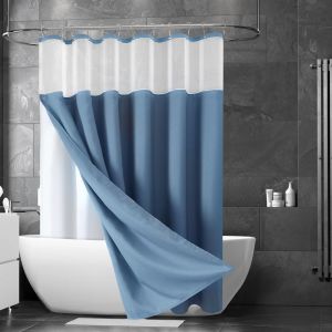 Rideau de douche 180 x 180 cm rideau de douche bleu 2 couches rideau de douche en polyester imprimé imperméable - Neuf