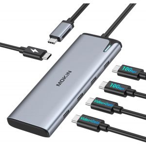 Hub Usb C Multiport, Adaptateur Type-C 5-En-1 Avec Double Sortie Vidéo 4K@60Hz, Charge Rapide Pd 100W, Usb-C 3.1 10Gbps, Répartiteur Usb C Pour Macbook Pro, Dell, Hp, Ipad Pro[Z279] - Neuf