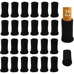 24pcs Chaise Leg Socks Avec Coussinets En Feutre,Chaussons De Meubles Tricotés Hautement Élastiques Avec Double - Neuf