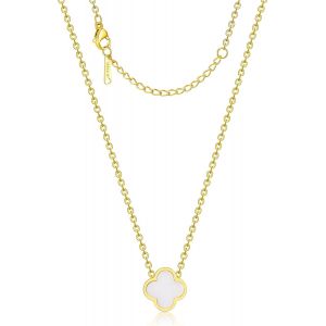 Collier Tr&egrave;fle &Agrave; Quatre Feuilles Pour Femme, Collier Porte-Bonheur Tr&egrave;fle &Agrave; Quatre Feuilles, Hypoallerg&eacute;nique, Plaqu&eacute; Or 18 Carats, Parure De Bijoux En Acier Inoxydable, Parfaite Pour Les Cadeaux De - Neuf