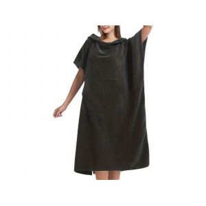 Peignoir De Plage &Agrave; Capuche En Flanelle, Serviette De Plage 130 X 80 Cm, Noir - Neuf