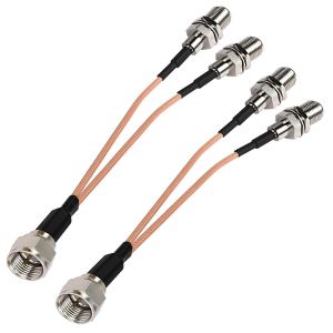 câble coaxial séparateur type F,adaptateur f mâle à double femelle,antenne TV 50 ohms,câble coaxial répartiteur TV 3 voies rg316 y pour antenne satellite VCR (Pack de 2) - Neuf