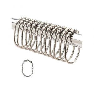 Lot de 12 anneaux de rideau de douche en acier inoxydable avec système de glissement pour rideau de douche 65 x 44 mm - Neuf