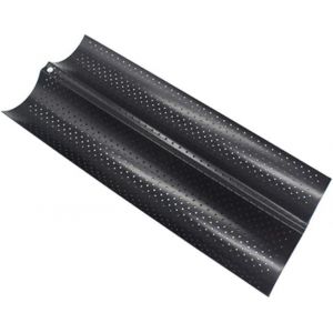Moule Baguette Four Anti-adh&eacute;sif, Plaque de Cuisson en Acier Inoxydable, Moule a Pain Perfor&eacute; pour 2 Baguettes (Noir) - Neuf