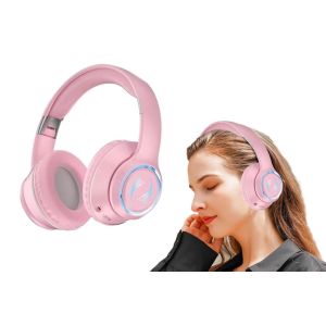 Casque Bluetooth supra-auriculaire avec r&eacute;duction de bruit - Rose - Neuf
