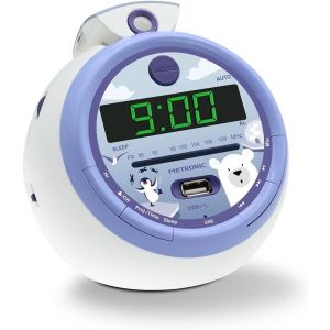 Radio-r&eacute;veil Iceberg FM USB Projection avec Alarme 477344, Violet - Neuf