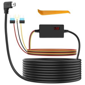Dash Cam Cable Kit Mini USB 12V-24V to 5V Step-Down Mini USB Hard Cable with LED Display Support 24 Hours Monitoring Power Cable for Camera - Neuf