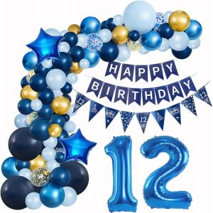 KALANKA-Arche Ballon Bleu 12 Ans Décorations Anniversaire de Fête ,Guirlande Ballons Bleu Decoration Anniversaire 12 ans garcon Décorations Anniversaire ,12 Ballon Anniversaire Bleu deco 12 ans garco - Neuf