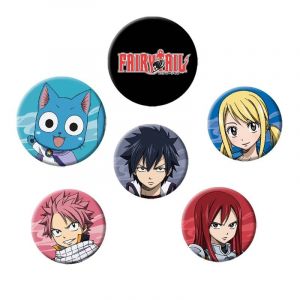 Fairy Tail Lot De Badges Mixtes Characters - Neuf