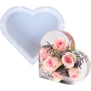 Moule R&eacute;sine &Eacute;poxy Coeur Grand - Moules En Silicone Pour Fleurs Pr&eacute;serv&eacute;es - Neuf