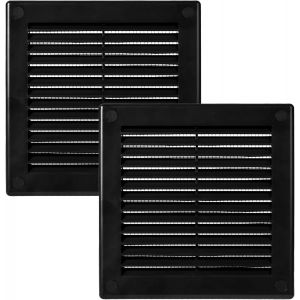 KALANKA-Lot de 2 grilles d'aération noires - 150 x 150 mm - Fentes d'aération plates et carrées - Protection contre les insectes intégrée - Ouvertures d'aération CVC pour salle de bain, bureau à - Neuf
