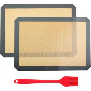 AYUHR-Tapis de Cuisson Silicone, 2 Tapis Réutilisables Anti-Adhérent Tapis de Cuisson Silicone 41,9x29,5cm pour Four et Micro-Onde - Biscuits, Macarons, Pain - Neuf