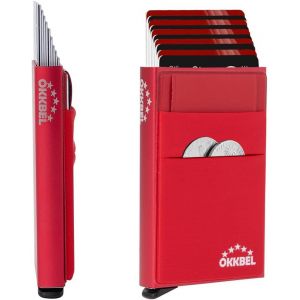 KALANKA-Porte Carte Bancaire Homme et Femme Sécurise Anti Piratage Peut Contenir 10 Cartes -Pièce identité-Carte Vital espèces et Billets-Porte Carte de Credit Pop up Rigide en Aluminium Anti RFID - - Neuf