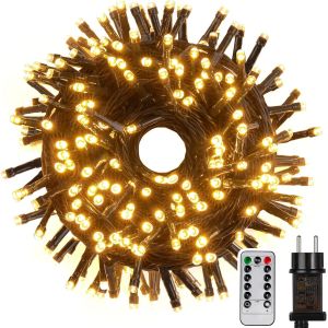 KAL-Guirlande Lumineuse Sapin De Noel, 20M 200 Led Blanc Chaud Guirlande Noel, Guirlande Electrique Sapin Avec Télécommande, Minuterie, 8 Modes, Etanche, Decoration Noel Exterieur Et Interieur - Neuf