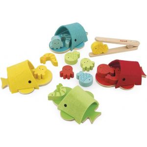ChenQuanSarl-Jeu De Tri Des Couleurs Baleine - Jouet D'Eveil En Bois - 17 El&eacute;ments Inclus - Jeu Educatif Motricit&eacute; Fine - Certifi&eacute; Fsc - Peinture &Agrave; L'Eau - D&egrave;s 2 Ans, J08276 - Neuf