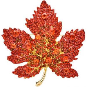 Kjdal-Broche Vintage En Forme De Feuille D'érable-Broche D'automne En Strass Rouge Et Vert-Broche De Fête De Mariage-Broche De Noël Étincelante-Bijoux D'automne - Neuf