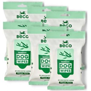 Jgd-Lingettes Pour Chien &iquest; Sans Plastique, 20 Lingettes X 6 Paquets De Voyage, Non Parfum&eacute;es, Pour Pattes, Corps Et Fesses - Neuf