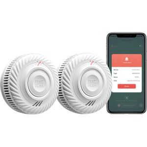 D&eacute;tecteur de fum&eacute;e Intelligent, d&eacute;tecteur de fum&eacute;e Wi-FI avec capteur photo&eacute;lectrique, d&eacute;tecteur d'incendie Conforme &agrave; EN14604, Compatible avec Tuya/Smart Life APP, 10 Ans Batterie 2-Pack - Neuf