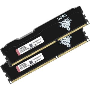 Ram DDR3 16go (2x8go) 1600MHz PC3-12800 Udimm CL11 Non-ECC Unbuffered 1.5V 2Rx8 Double Rang 240 Pin Mémoire Ram Barette Kit pour Ordinateur de Bureau (Noir) - Neuf