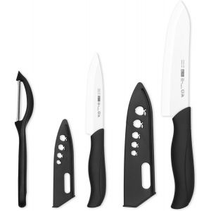 Oayew-Ensembles Couteau Ceramique Cuisine: Set Couteau C&eacute;ramique Pour Legume Et Viande Noir - Neuf