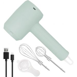 NouvelHorizonstore-Batteur &agrave; Main &Eacute;lectrique, Sans Fil Portable Avec 3 Vitesses Rechargeables et 2 Fouets Amovibles pour la Cuisson, Batteur &agrave; ?ufs et Cr&egrave;me Milkshake (Vert) - Neuf