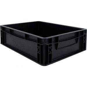 MEVRONISSHOP-SOLO UP : bac de rangement 40x30x12 cm &iquest; Eurobox noire en plastique, bo&icirc;te empilable id&eacute;ale pour le camping, la cave ou le jardin &iquest; compatible avec autres bacs norme Europe - Neuf