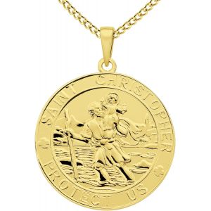 Collier/Bracelet Saint Christophe Pour Homme Femme Argent Sterling 925 Bijoux Talisman Protecteur Religieux Rond/Ovale/M&eacute;daille/Carr&eacute;/M&eacute;daillon - Neuf