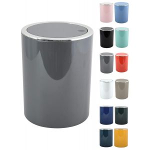 Salle de Bains Série Aspen Design Poubelle Salle de Bains Poubelle à pédale Poubelle Push à Couvercle basculant Récipient à ordures à Couvercle oscillant 6 litres (ØxH): Approx. 18,5 x 26 cm Gris - Neuf