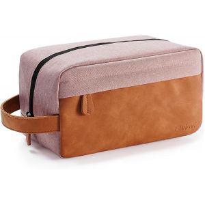 KALANKA-Trousse de Toilette de Voyage pour Homme, Trousse de Toilette &agrave; Suspendre, Trousse Dopp Hydrofuge en Cuir synth&eacute;tique, Sac de Voyage pour Accessoires de Toilette,Rose - Neuf