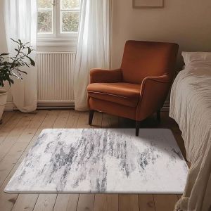 Sjzg-Tapis Salon Grand Abstrait Moderne Doux &Agrave; Poils Courts Pour Chambre &Agrave; Coucher (Abstrait Ivoire/Multi, 80 X 120 Cm) - Neuf