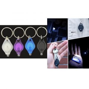 Lot De 4 Mini Porte-Clés Led (Blanc, Violet, Bleu, Noir), Lampe Torche Portable Ultra Lumineuse Alimentée Par Piles Avec Mousqueton À Ressort Pour Éclairage D'urgence (Piles Incluses) - Neuf