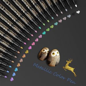 Marqueurs Métalliques Pens, Métalliques Marqueur Stylos Permanents 20 Couleurs Pour Album Scrapbooking,Deco Noel,Bullet Journal.Ecrire Sur Papier,Céramique, Pierre, Verre,Bois - Neuf