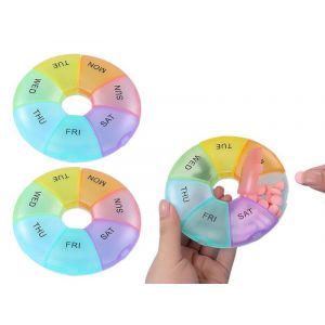 Pilulier Hebdomadaire De Voyage, 2 Pièces, Boîte À Pilules De 7 Jours, Conteneur Coloré - Neuf